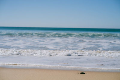 Scenic view of sea against clear sky