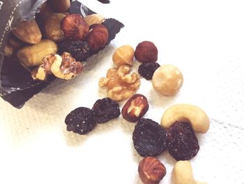 High angle view of fruits on white background