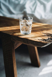 Glass of water on table