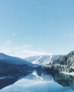 Scenic view of lake and mountains