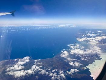 Aerial view of sea against sky