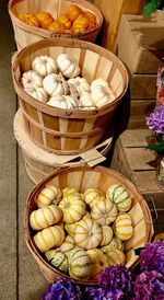 High angle view of vegetables in basket