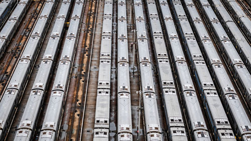 High angle view of machinery at factory