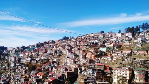 High angle view of townscape against sky