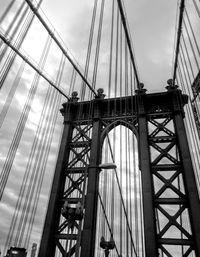 Low angle view of suspension bridge