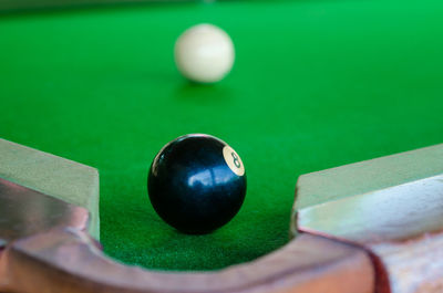 High angle view of ball on table
