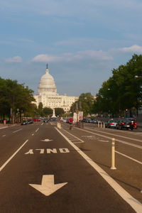 Road passing through city