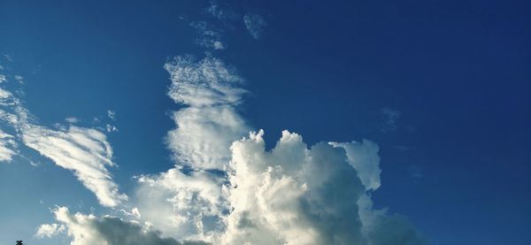 Low angle view of clouds in blue sky
