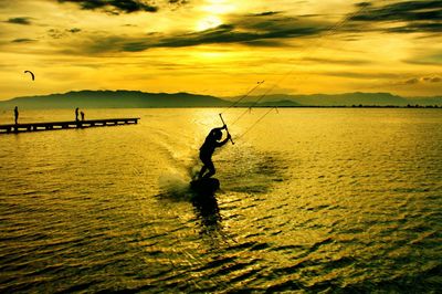 Scenic view of sea at sunset