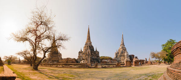 Old temple building against clear sky