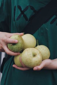 Close-up of hand holding apples