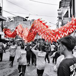 People on street in city