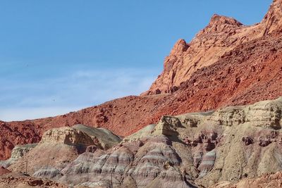 Landscape of multi-colored bare rock hills at lees ferry in arizona 