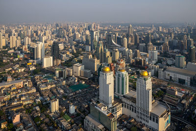 High angle view of buildings in city