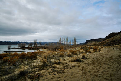 Scenic view of lake against sky