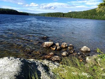 Scenic view of lake against sky