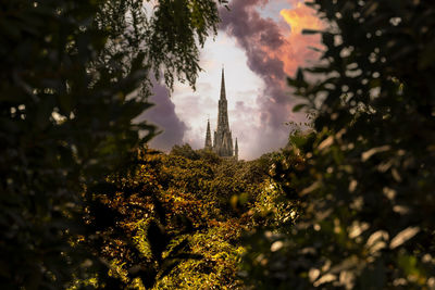 View of trees and buildings against sky