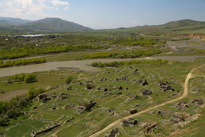 Scenic view of land against sky