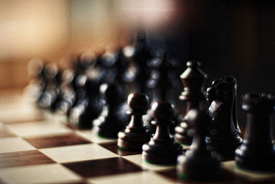 Close-up of chess pieces