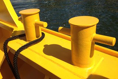 Close-up high angle view of yellow water