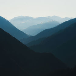 Scenic view of silhouette mountains against sky