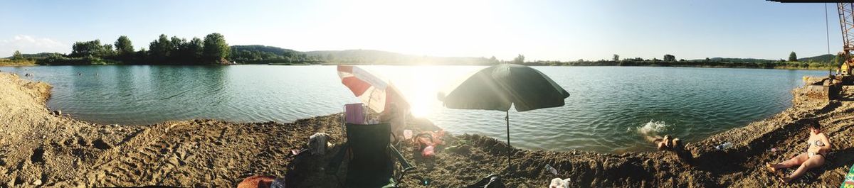 Panoramic view of lake against sky