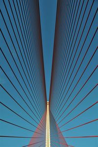 Low angle view of cables against clear blue sky
