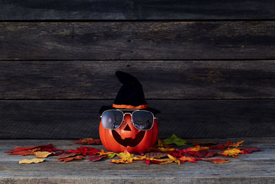 Pumpkin on table during autumn