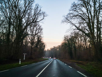 Road by trees against sky