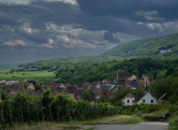 High angle view of townscape against sky
