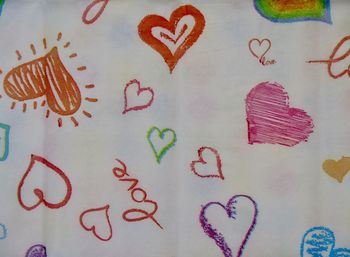 Heart shape made on multi colored wall