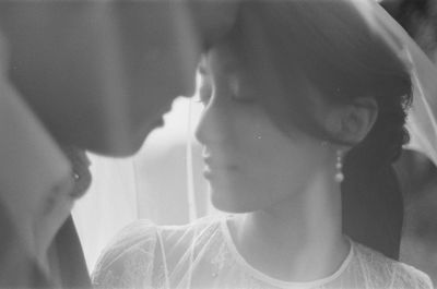 Close-up portrait of girl looking away