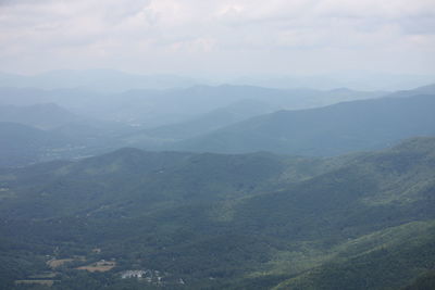 High angle view of mountains against sky