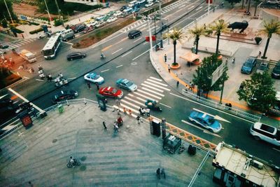 High angle view of traffic on road