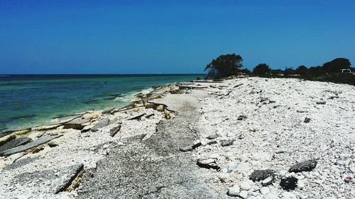 Scenic view of sea against clear sky