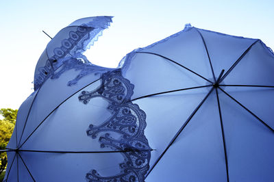 Low angle view of sculpture against clear sky