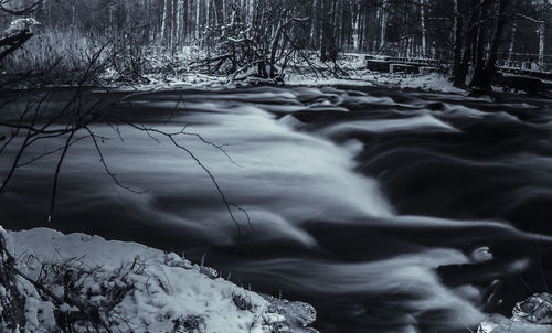 Scenic view of waterfall in winter