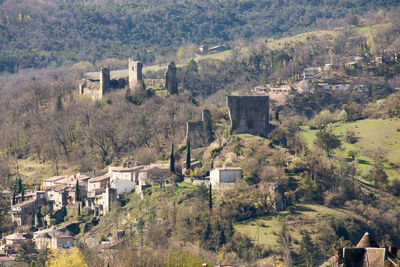 High angle view of buildings in city