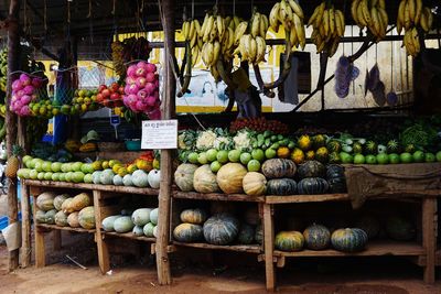 Various fruits for sale at market stall