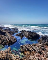 Scenic view of sea against clear sky