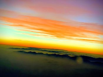 Scenic view of dramatic sky during sunset