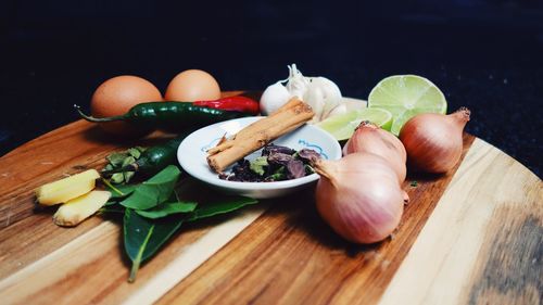 Close-up of food on cutting board