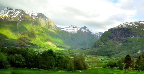 Scenic view of mountains against sky