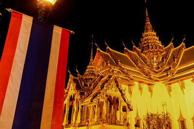 Low angle view of temple at night