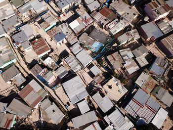 High angle view of city buildings