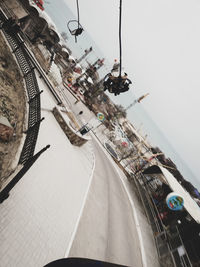 High angle view of city street against sky