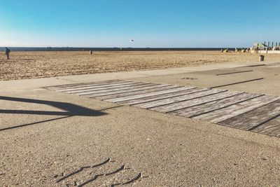 Scenic view of beach against clear sky