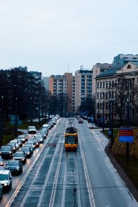 High angle view of city street