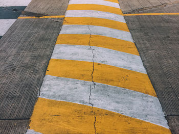 High angle view of zebra crossing on road