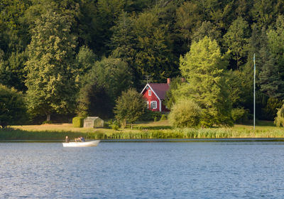 Scenic view of lake amidst trees